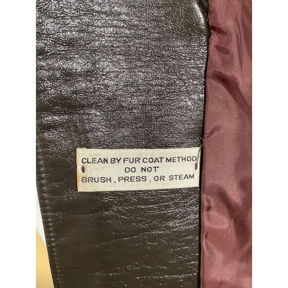 Vintage Women’s Faux Fur Leather Tie Front Shawl Coat Brown Size Medium - Picture 11 of 12